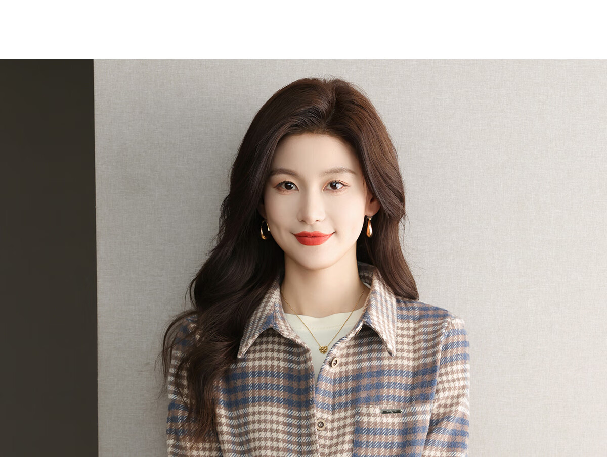 YUZHAOLIN Korean-Style Fashionable Simple Loose Brushed Shirt Versatile Jacket Lapel Plaid Top Women's Blouse Y143C2002 3