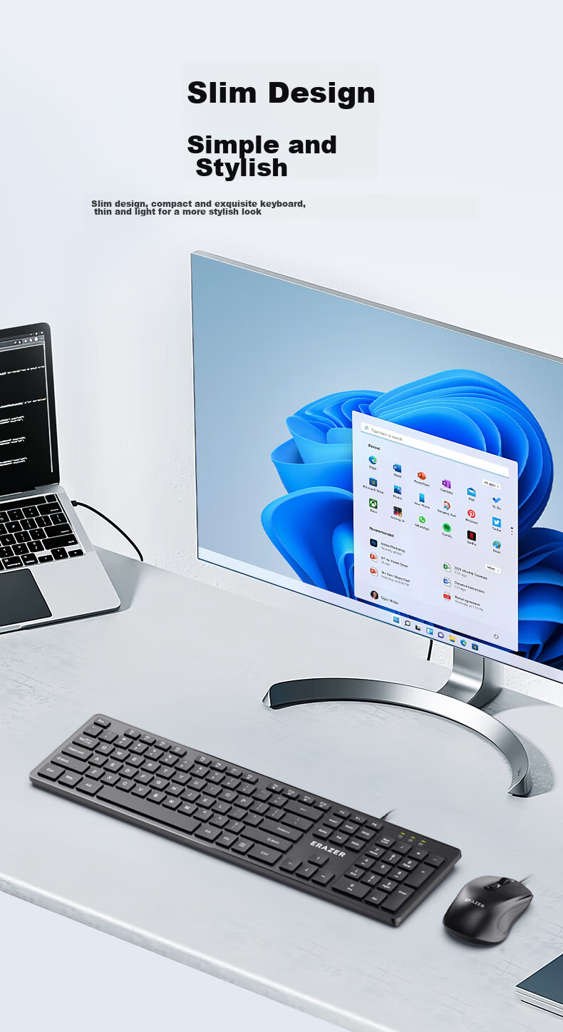 Lenovo Invests in Brand Yinengzhe Wired Keyboard And Mouse Set with Mouse Pad, Full-Size Splash-Resistant, Business Office Desktop/Little New Compatible Black KM301 5