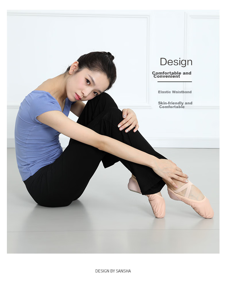 Sansha High-Waisted Loose Wide-Leg Pants for Modern Classical Dance Practice, Teacher's Body Shaping, And Ethnic Costume, Black, XL 9