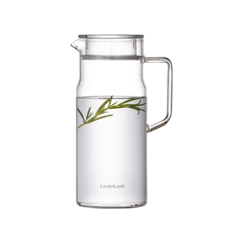 LOCK&LOCK Transparent Lid Cold Water Pitcher, Glass Cold Water Pitcher with Handle for Tea Brewing, Large Capacity Heat-Resistant Cup for Home Use, 1.3L