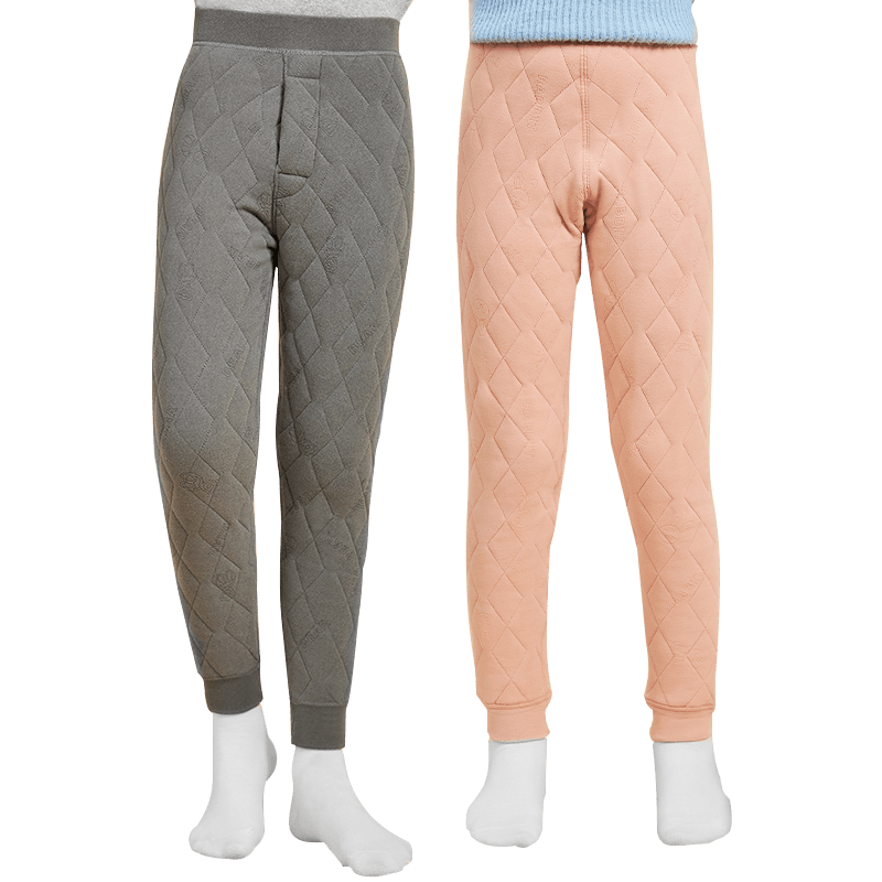 LangSha Children's Thermal Pants, Boys' Autumn And Winter Fleece-Lined Thick Cotton Pants, Girls' School Uniform Essential, Leggings for Older Children, Autumn Pants