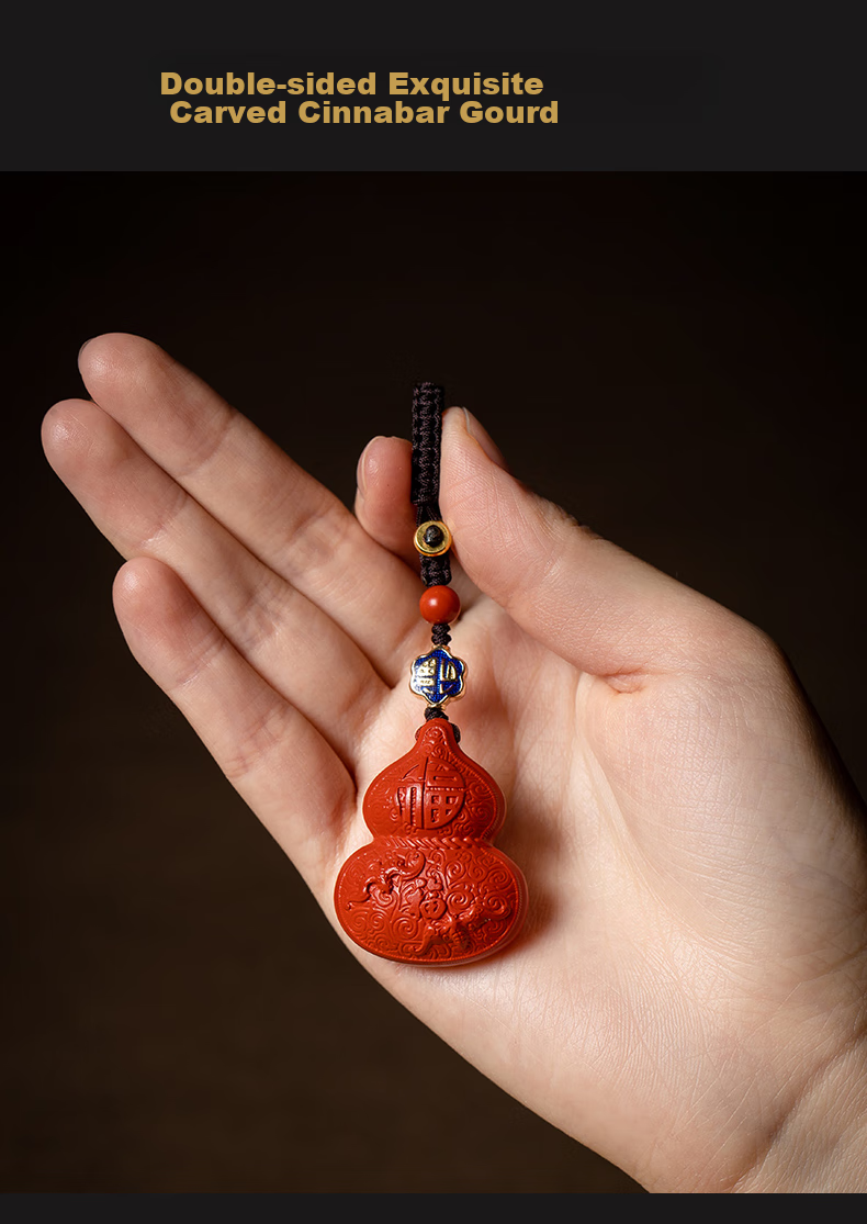 Molong Cinnabar Gourd Car Keychain Pendant for Men And Women, Wealth And Safety High-End Ornament Gift, Cinnabar Gourd 2