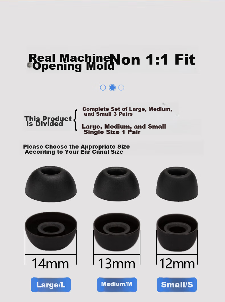 Masentek Earphone Eartips, Compatible with VIVO TWS 2/2e Bluetooth Headphones, Silicone Tips, Soft Earplugs for Sports, Non-Slip Accessories, In-Ear Replacement, Black 4