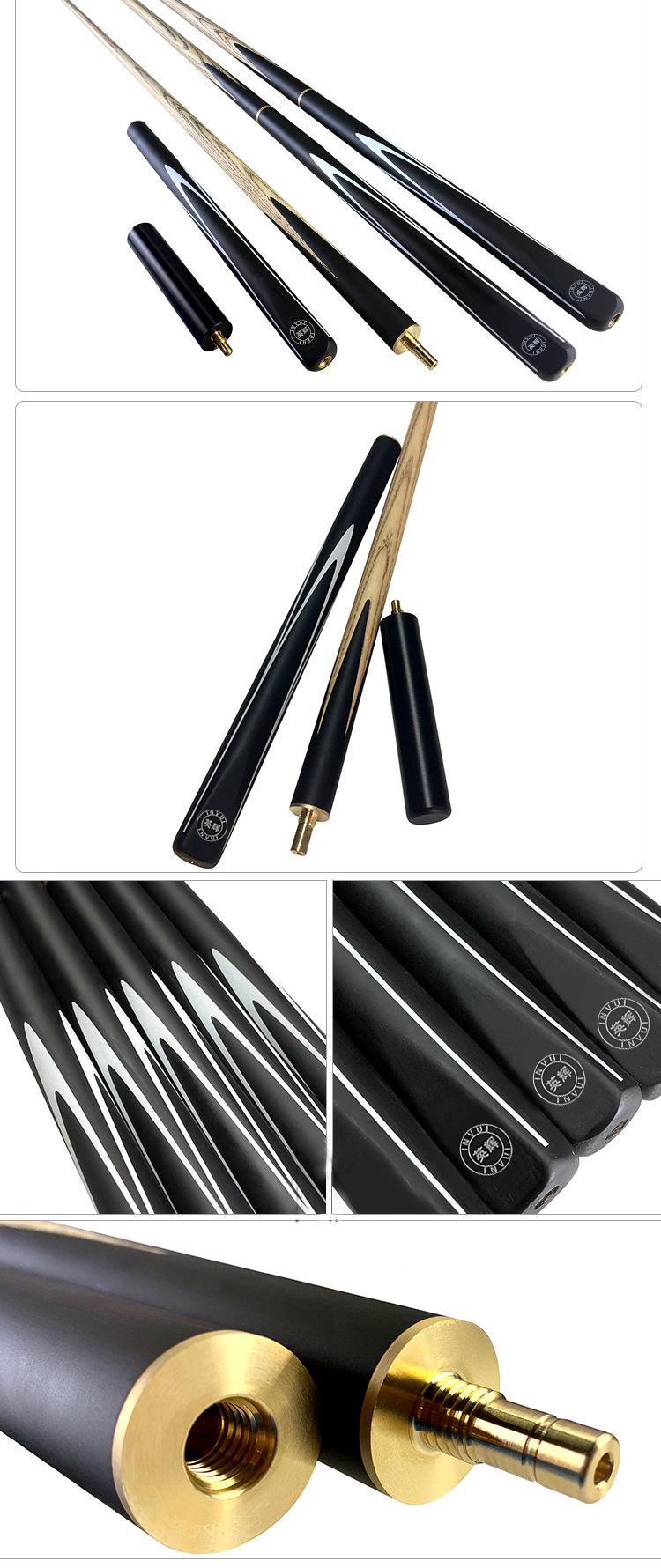 INVUI Pool Cue Tip, English Snooker Cue, Black Eight Chinese Style, 16 Colors, 3/4 Split Two-Piece Cue, Z-06 7