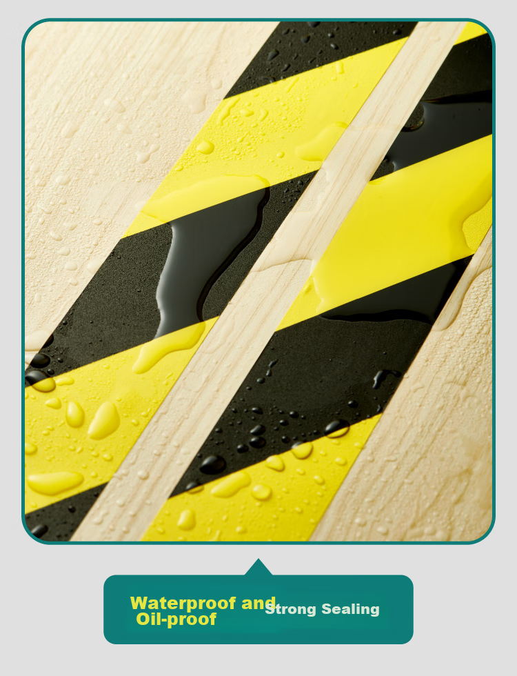 Polar Bear Thickened PVC Yellow And Black Safety Warning Tape, 48mm*25y, 4 Rolls, Waterproof Ground Marking Line, Typhoon Warning Isolation Belt, Factory Floor 5S Positioning PVC-051Y 9