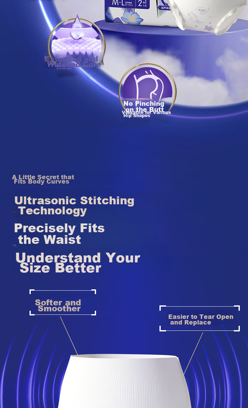 ABC Sleep Curve Pants Breathable Non-Stuffy Pants-Shaped Sanitary Napkin Set Sold by JD XL Large Size 8 Packs 40 Pieces 3
