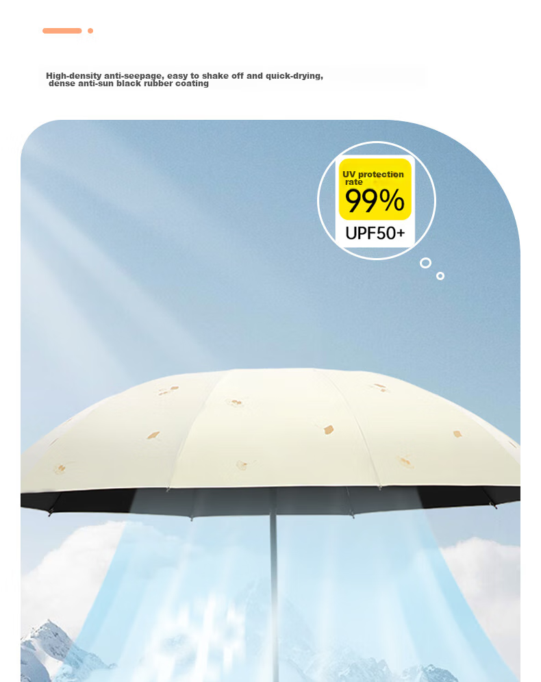 Tiantangshan Double-Person Umbrella, Three-Fold, Sunshade Umbrella, 10-Rib Enlarged Reinforced Windproof Large Umbrella, Shuoguo Dailan Color 5