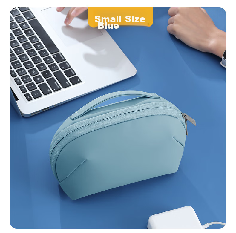 BUBM Digital Storage Bag, Portable 3C Cable, USB Drive Travel Pouch, Charging Cord Volcano Bag Storage Box, Large Size, Smog Blue 19
