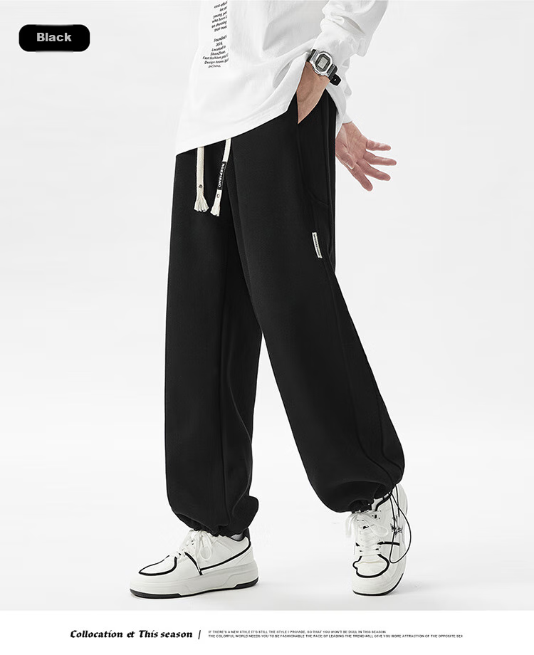 Dingfengbaoluo American-Style Trendy Casual Pants for Men, Spring And Summer Comfortable Straight-Leg Wide-Leg Trousers, Loose-Fit Sweatpants DFK17 Dark Gray M 11