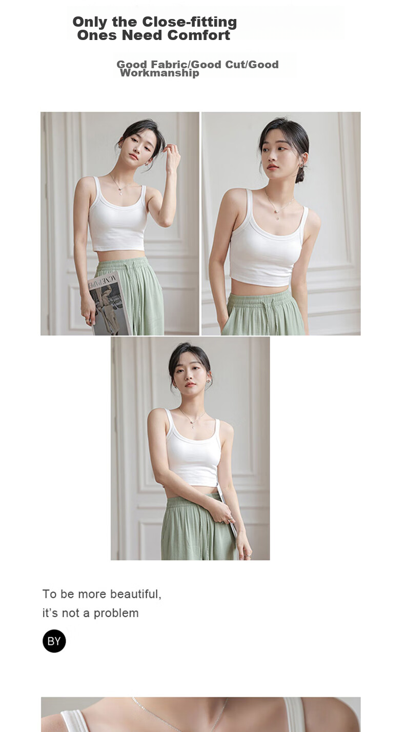 LangSha Camisole Tank Top for Outer Wear, Lightweight Summer Underwear Vest for Women with Built-In Bra Pads, Integrated Bralette, Inner Layering Camisole 13