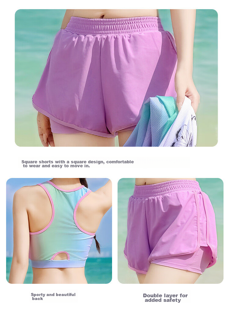 Barbie [Three-Piece Set] Women's Two-Piece Swimsuit, Tummy Control Slimming Boyshort Swimwear for Beach Vacation And Hot Springs 17