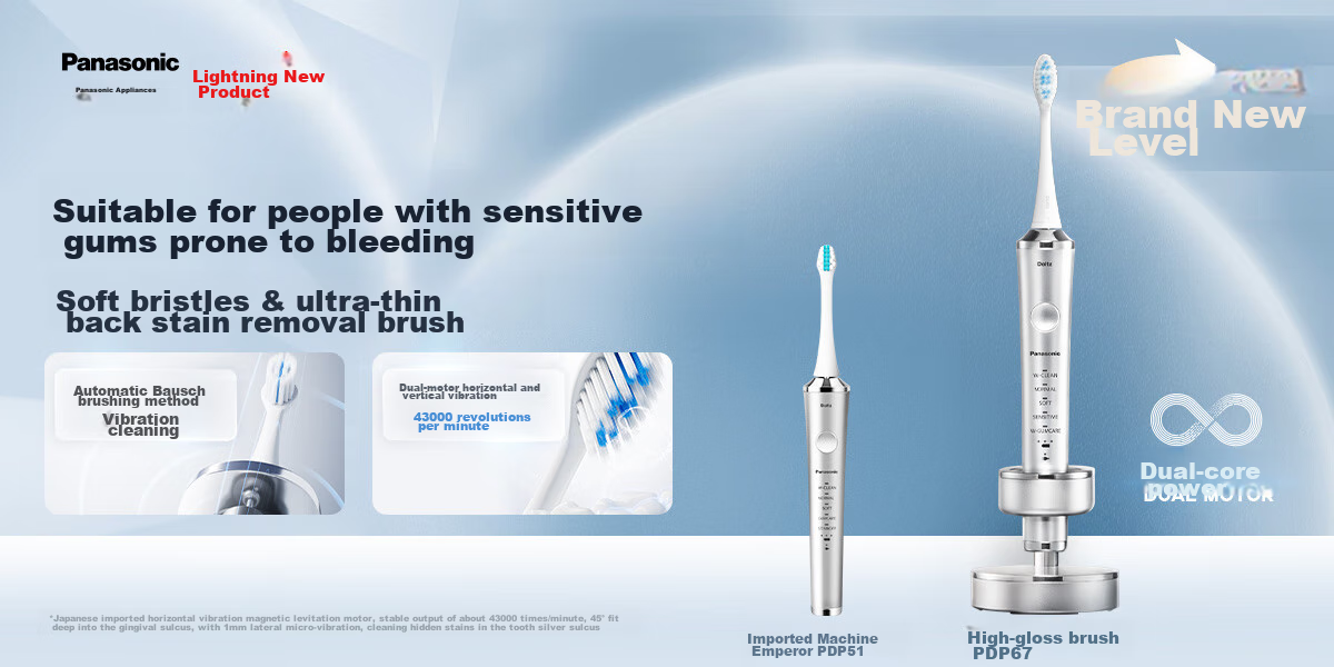 Panasonic Electric Toothbrush with Dual Motors, Horizontal And Vertical Vibration, Floating Charging, Gum Protection, And Interdental Cleaning for Adults, Couples Gift Box, Birthday And New Year Present for Men And Women PDP67 Blue 1
