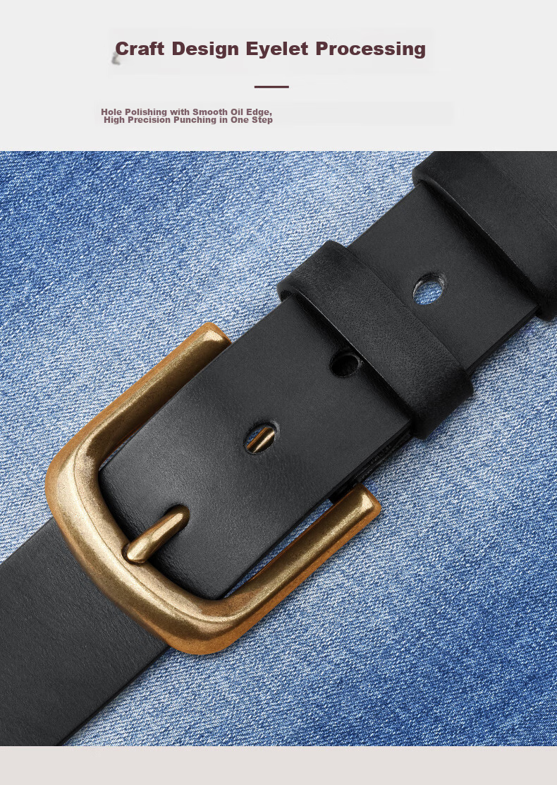 JEEP SPIRIT Men's Genuine Leather Belt with Pin Buckle, Business Style Vintage Belt, Birthday Gift Box for Boyfriend Or Husband 11