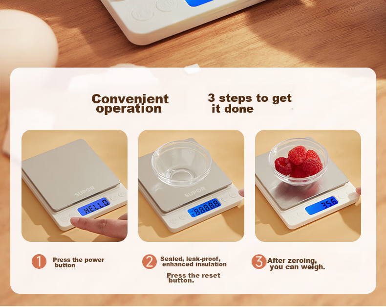 SUPOR Electronic Kitchen Scale, Home Digital Scale, Gram Scale, Baking Scale, High Precision Weight Scale, KDB03AM10 10