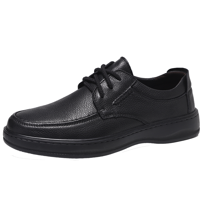 MULINSEN First Layer Cowhide Men's Business Casual Wear-Resistant Soft Sole Dad Shoes Black Size 44 Model 20782