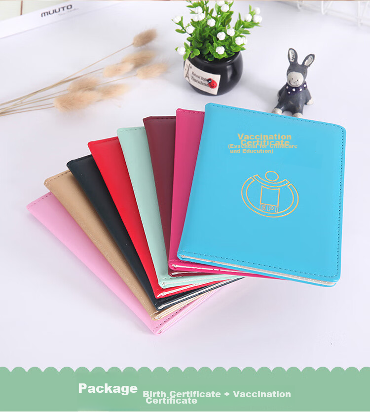Siyicai Birth Certificate Protective Cover + Vaccination Record Book Cover, Baby Medical Document Outer Case (Set of 2), Thickened, Gold Color 3