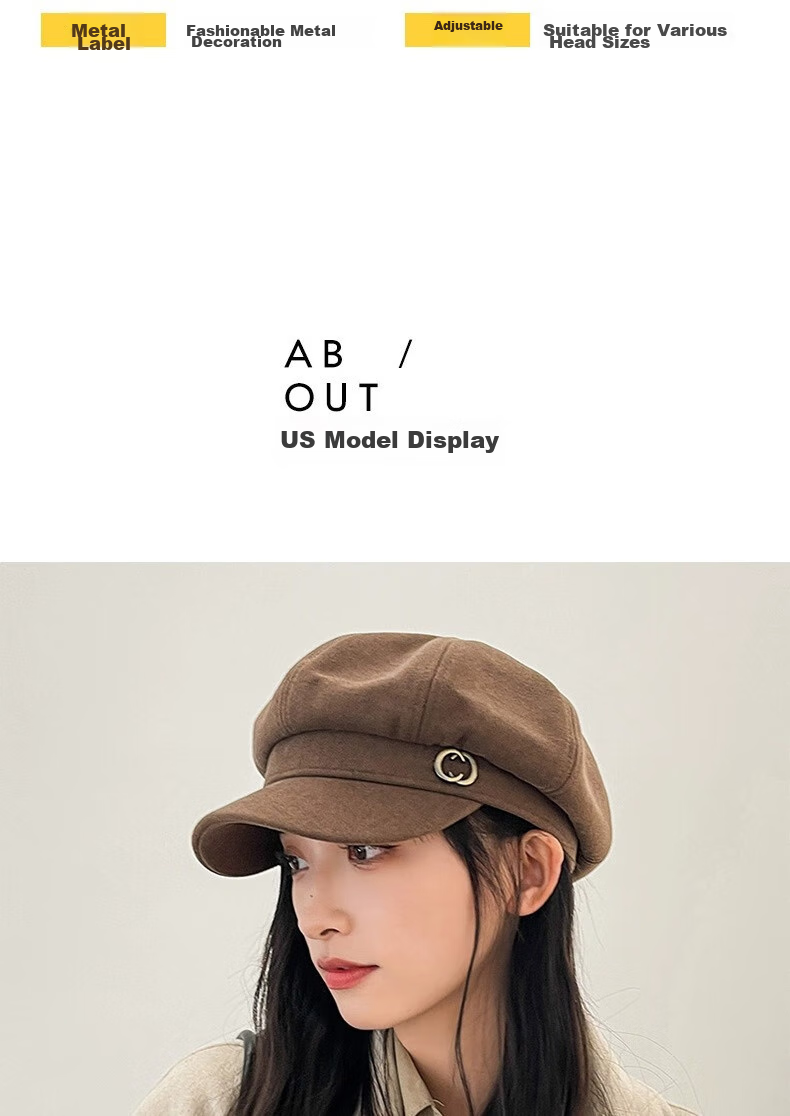 MMOPTOP Women's Beret, All-Season Style, Korean Fashion, British Retro, Versatile, Face-Slimming, Octagonal Cap, Newsboy Cap, Baseball Cap 5