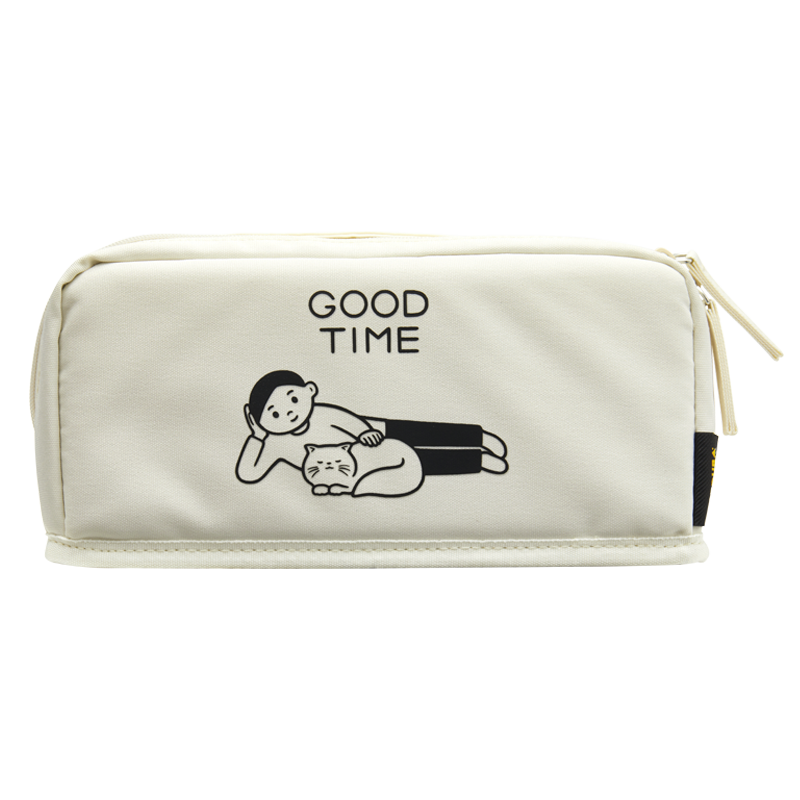 KOKUYO Noritake Collaboration HACO HACO Student Stationery, Stylish Pencil Case with Large Capacity, Multifunctional Storage Pouch for Students, White, 1 Piece, WSG-PC2X143W