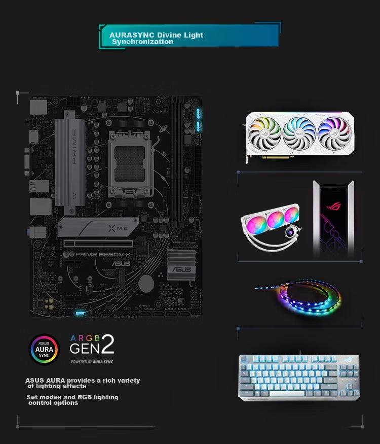ASUS PRIME B650M-K Motherboard, Supports DDR5 CPU 9600X/7600X/9500F (AMD B650/socket AM5) 11