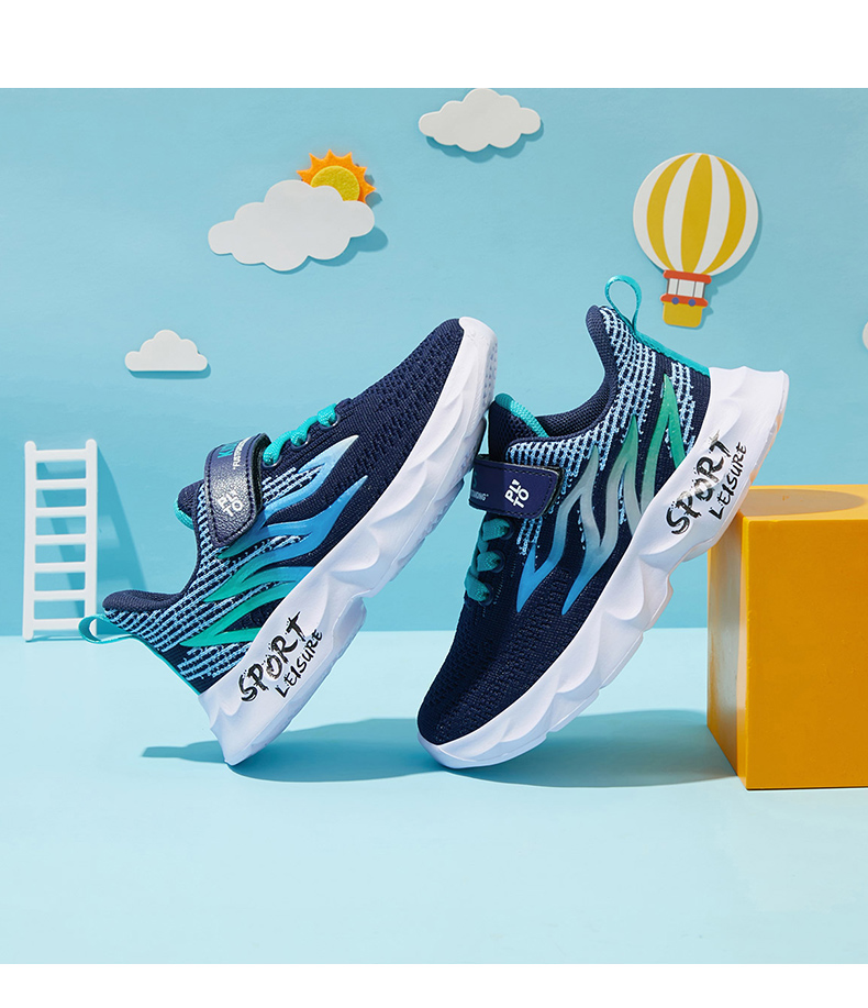 HOBIBEAR Children's Shoes, Spring And Autumn Kids' Sneakers, Boys' Shoes for Older Children, Breathable Boys' Sports Shoes GS7553, Dark Blue, Size 29 8