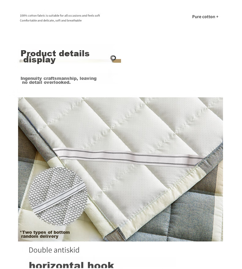Wuyinliangpin 100% Cotton Mattress Pad, Xinjiang Cotton Bed Cover with Pure Cotton Fabric, Foldable Home Use Mattress Topper, 1.5x2 Meters 9