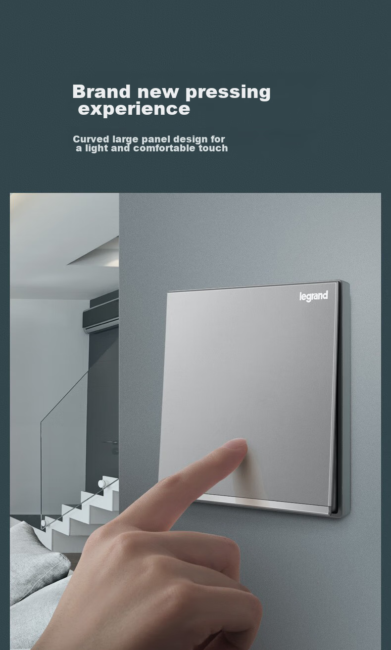 LEGRAND Switch Socket Panel, Yijing Series Deep Sand Silver Gray, Wall Socket, Five-Hole with Switch (Dual Control) 2