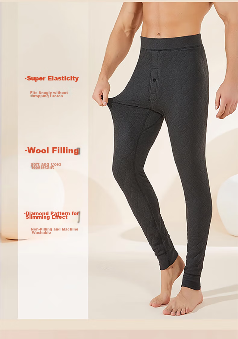 LangSha 100% Wool Thermal Pants for Men [26 Autumn And Winter New Product], Thickened Silk Knee Protection, Extra Thick Cold-Resistant Cotton Pants 8