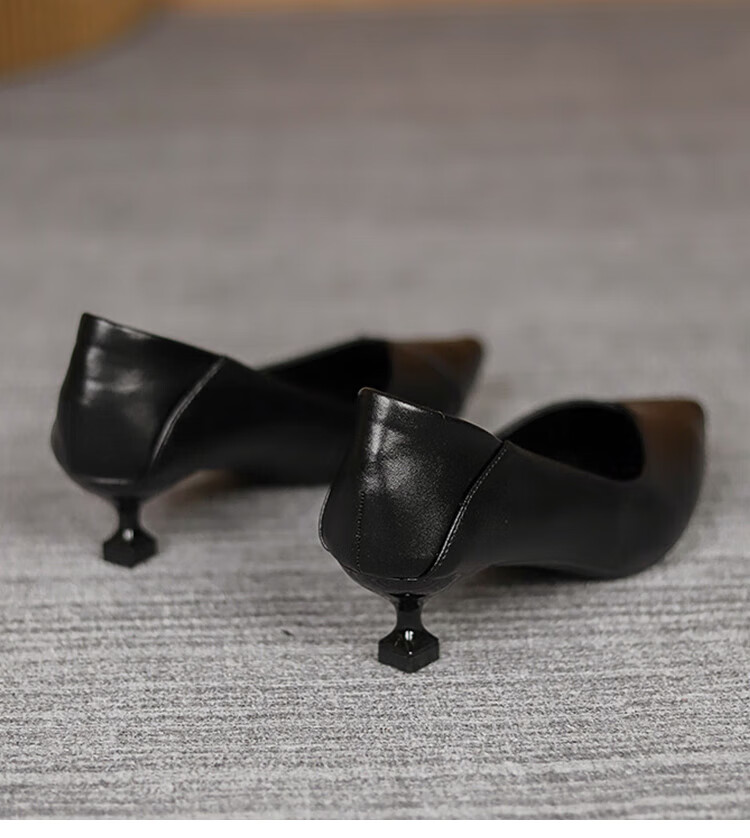 CARTELO Pointed High Heels for Women, Black Commuter Leather Shoes, KCC-357 Black (3cm), Size 38 14