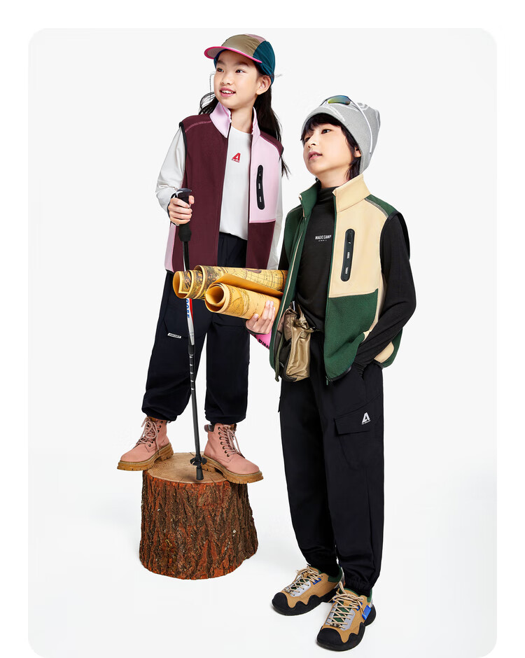 Annil Children's Clothing, Boys And Girls Stand-Collar Vest, 2024 Autumn New Style, Amber Brown, Size 140 9