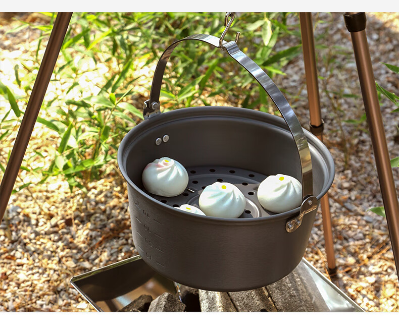 FIRE-MAPLE Mini Hanging Steamer Pot Outdoor Hanging Steamer with Steaming Tray Wild Camping Steam Cooker Single-Pot Soup Pot Hot Pot 13