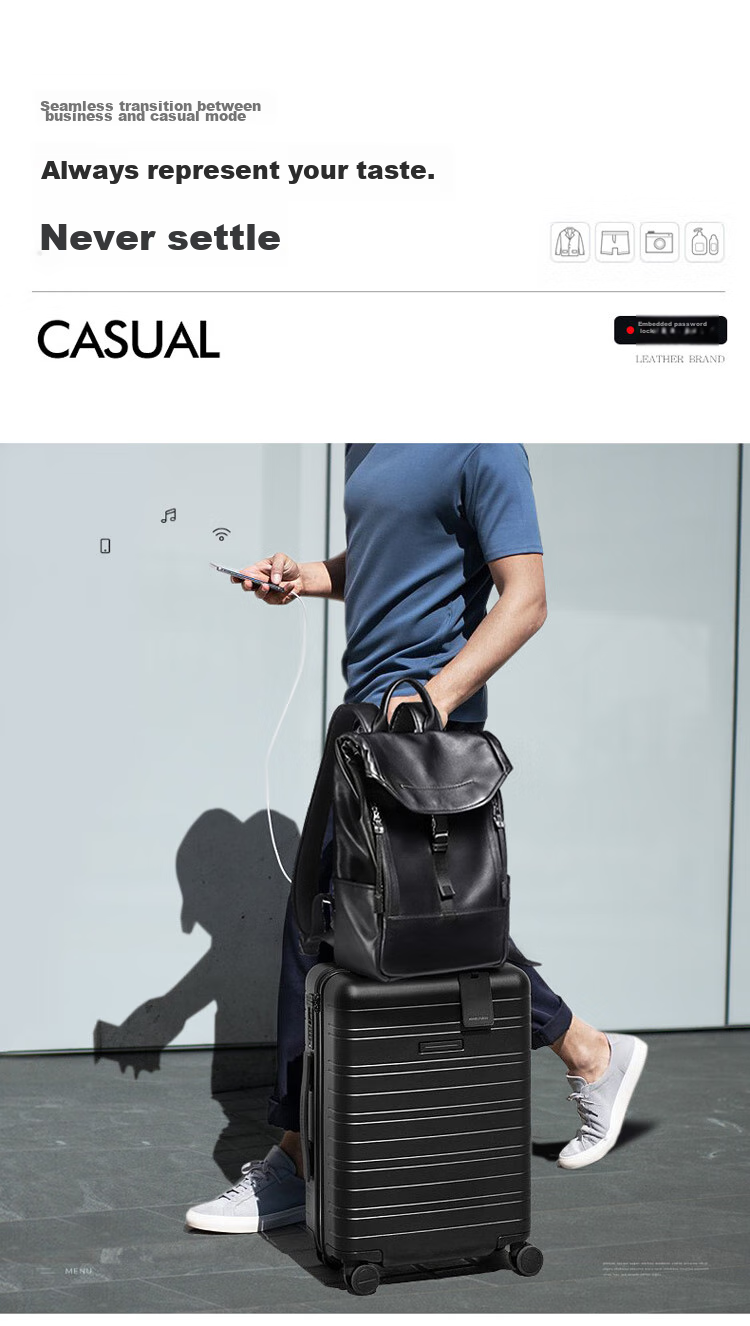 BVP Genuine Leather Backpack for Men, Top-Grain Cowhide Business Bag, British Style Fashion Laptop Bag, Birthday Gift 12