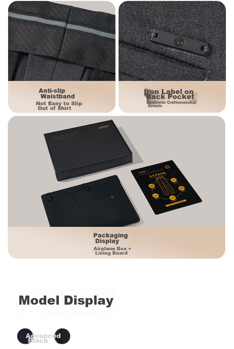 JD Original [Machine Washable Wool Dress Pants] Men's Casual Trousers Spring And Autumn Men's Pants Business Straight-Leg High-End Black Size 32 12