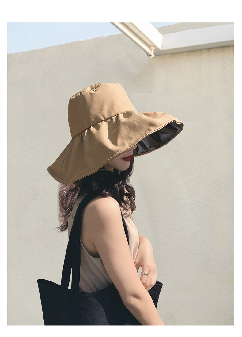 XUEXIMAN UV Black Gel Sun Protection Hat for Women, Summer Face-Covering Sunhat, Wide Brim Fishing Hat for Cycling 13