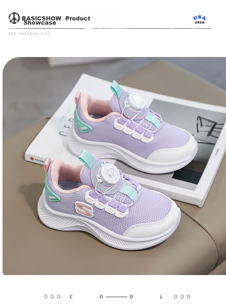 SNOOPY Children's Shoes, Kids' Sports Shoes, Boys And Girls Mesh Running Shoes, Lightweight Casual White Sneakers, 2017W Purple, Size 30 13