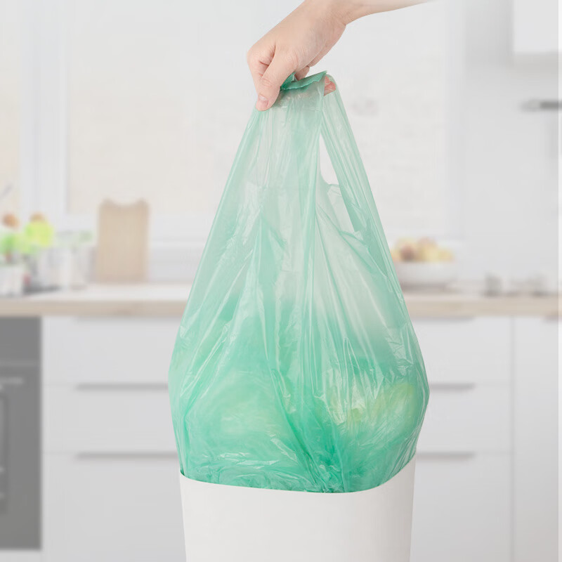 京东京造 背心式垃圾袋45*60cm*100只 8μ0.8丝 手提厨房家用加厚袋中号