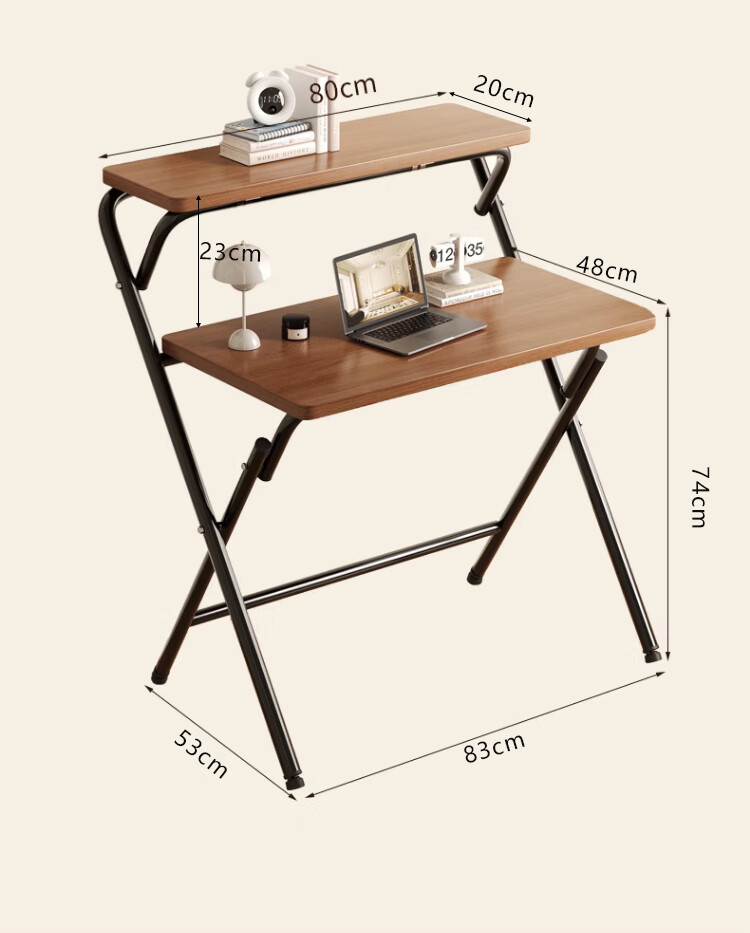 Jingcai Folding Table, Computer Desk, Simple Study Desk, Learning Table, Office Training Table JDZ10 Walnut 80*48cm Single Layer 20