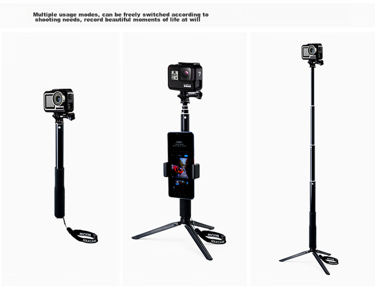 MAXCAM Suitable for DJI Osmo Action 6/5/4 Action Camera, GoPro 13 Dog Hero 12 Selfie Stick, Handheld Portable Tripod, Waterproof Extension Accessories 5