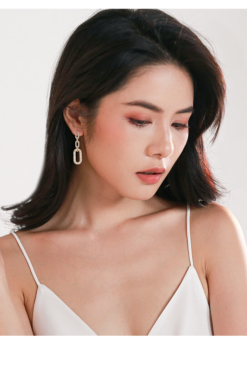Elegant Geometric Silver Stud Earrings for Women, Fashionable Long Silver Needle Earrings, Niche Design Ear Jewelry, Birthday And New Year Gift 10