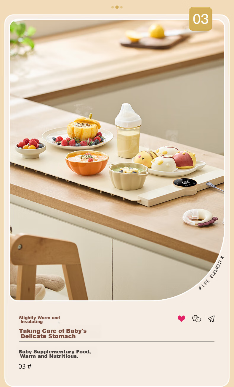 LIFE ELEMENT Flexible Folding Food Warming Plate, 7-Level Heat Plate for Home Use, Heating Table Mat, Multifunctional Rectangular Food Warmer for 6 Dishes, N7 Model 5