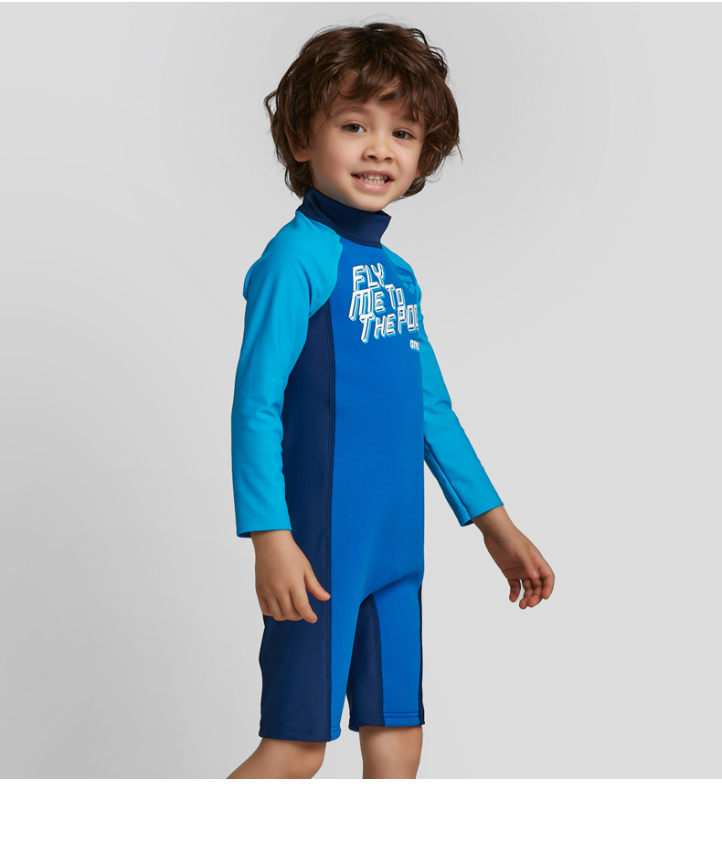 Arena Children's Long-Sleeve Swimsuit with Shorts, One-Piece Swimwear for Older Kids, Sun Protection, Chlorine-Resistant, Quick-Drying, Professional Training, Vacation, Hot Springs 5