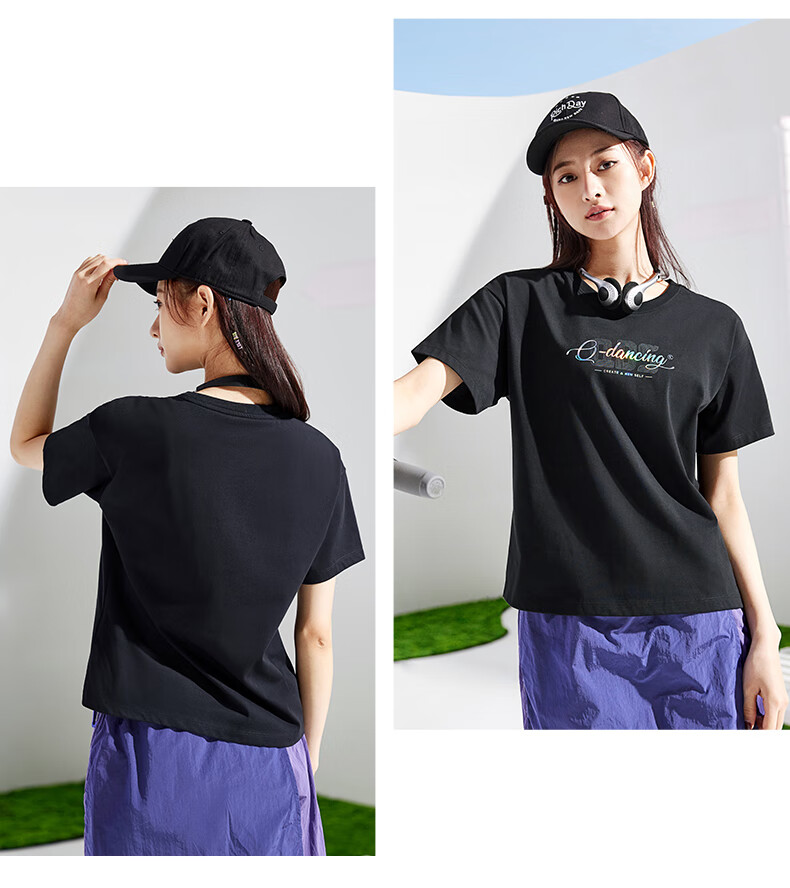 QIAODAN Women's Short-Sleeve T-Shirt, Breathable Summer Round Neck Cotton Sports Casual Tee Top for Wome 10