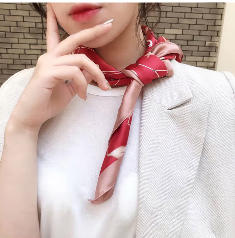 GLO-STORY Silk Scarf for Women, Fashionable Elegant Small Square Scarf Versatile Elegant Decorative Neck Scarf WSJ814049 Red 9