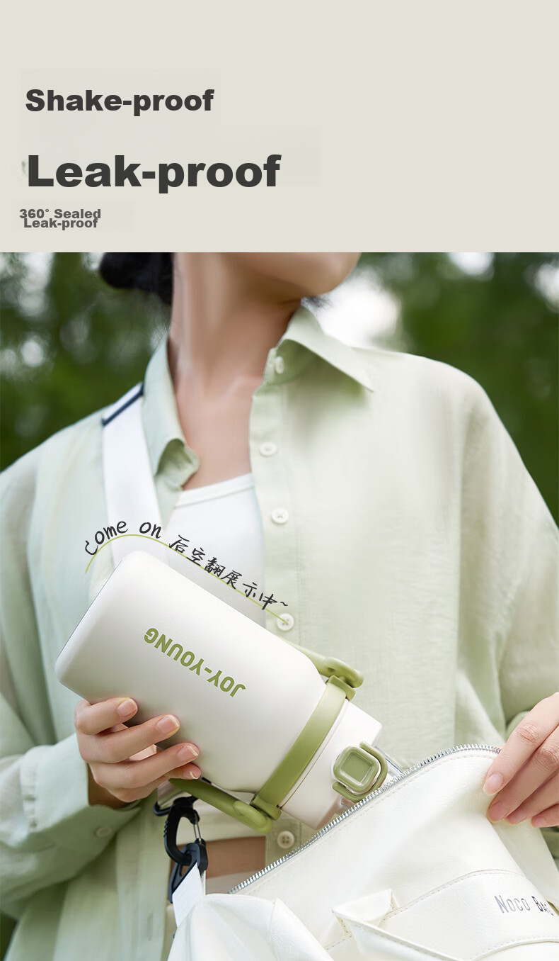 Joyoung Insulated Cup, 316L Stainless Steel, Large Capacity Water Bottle, for Students And Women, Portable Outdoor Cup, 1L, White 17