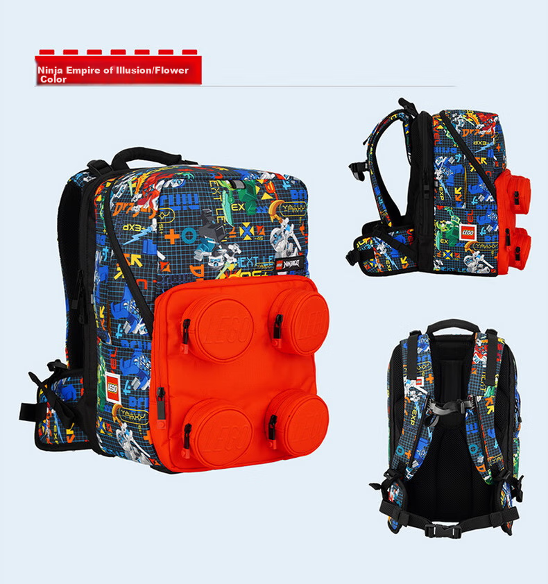 LEGO Backpack for Elementary School Students Grades 1-5, Adjustable Shoulder Bag with Double Compartments, Foldable, Pink Unicorn Design, Model 20209 23