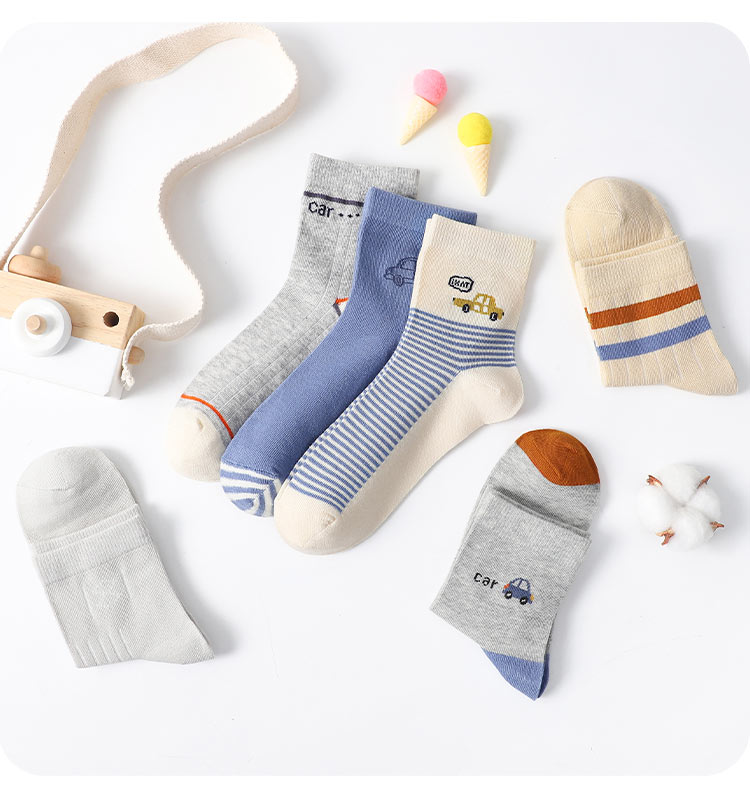LangSha Children's Socks for Boys, Spring And Summer Cotton Socks, Comfortable Breathable Casual Sports Socks for Young, Middle And Big Boys, Mid-Calf Socks 6
