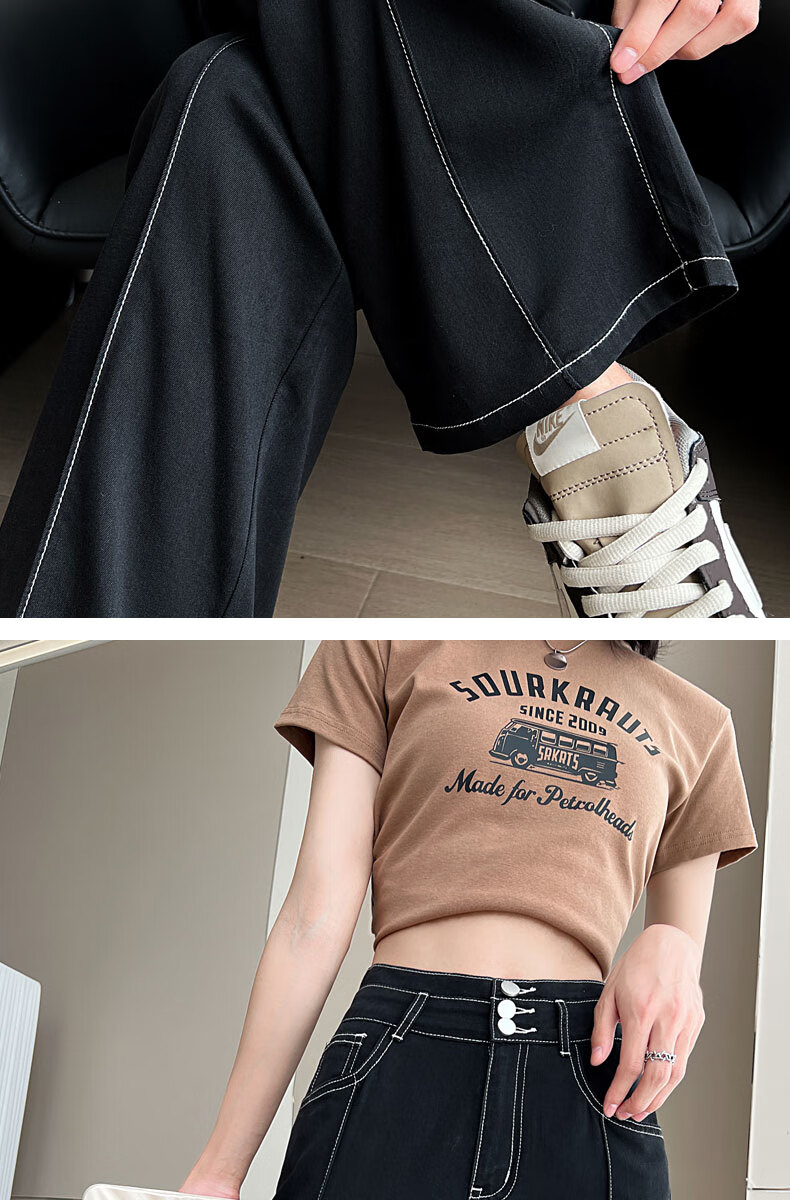 Langsha Fashion Mid-Rise Wide-Leg Summer Tencel Denim Pants for Women High Waist Slimming Loose Ice Silk Straight-Leg Trousers 20