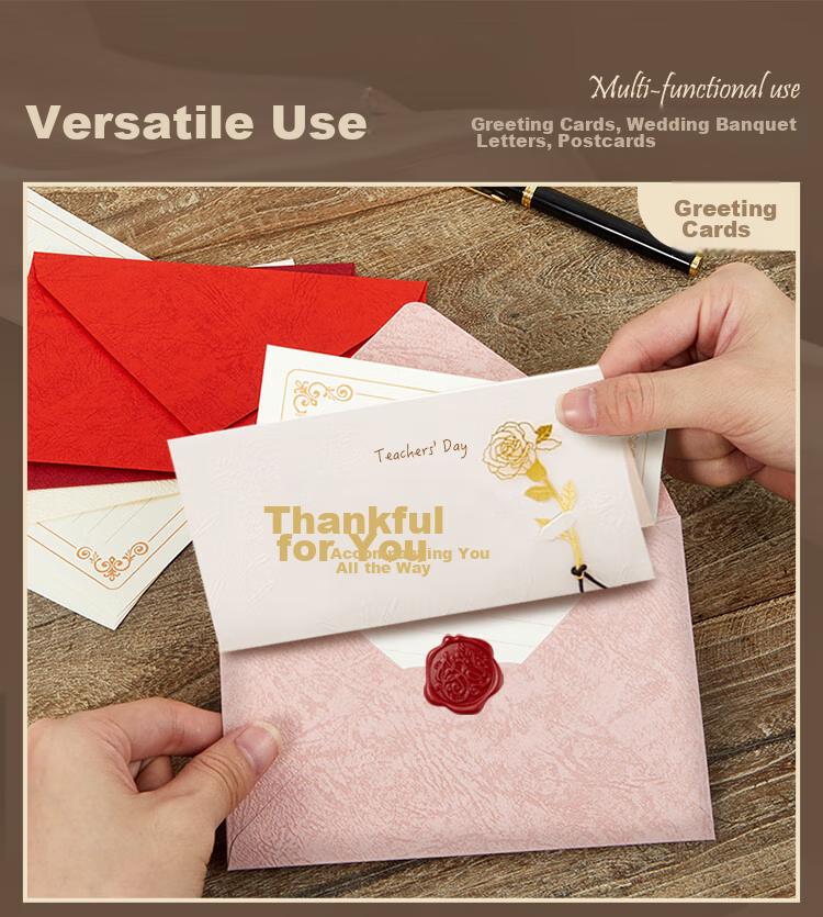 Kingdee Perfume Tree Pattern Envelope Greeting Card Set of 4, Qixi Valentine's Day Gift Cards, Cute Lacquer High-End Gift Artistic Letter Writing Love Note Confessio 9