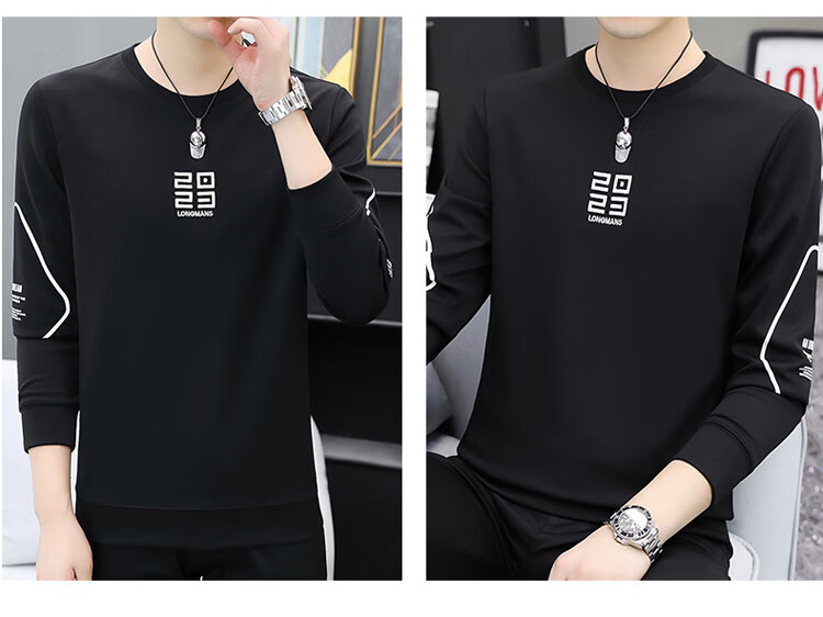 PLAYBOY Sweatshirt, Men's Spring Jacket, Trendy Round Neck Long-Sleeve T-Shirt, Casual Loose Top for Me 17