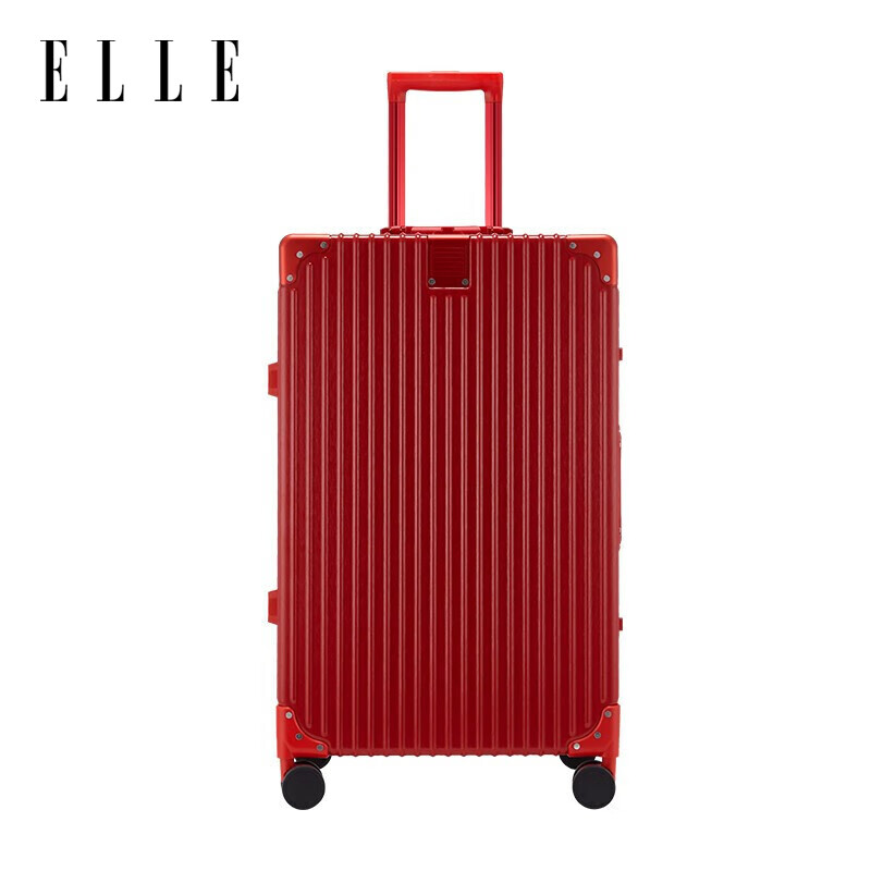 ELLE French 20-Inch Suitcase, Red Fashionable Trolley Case, Travel Luggage with Zipper, TSA Lock, Wedding Suitcase
