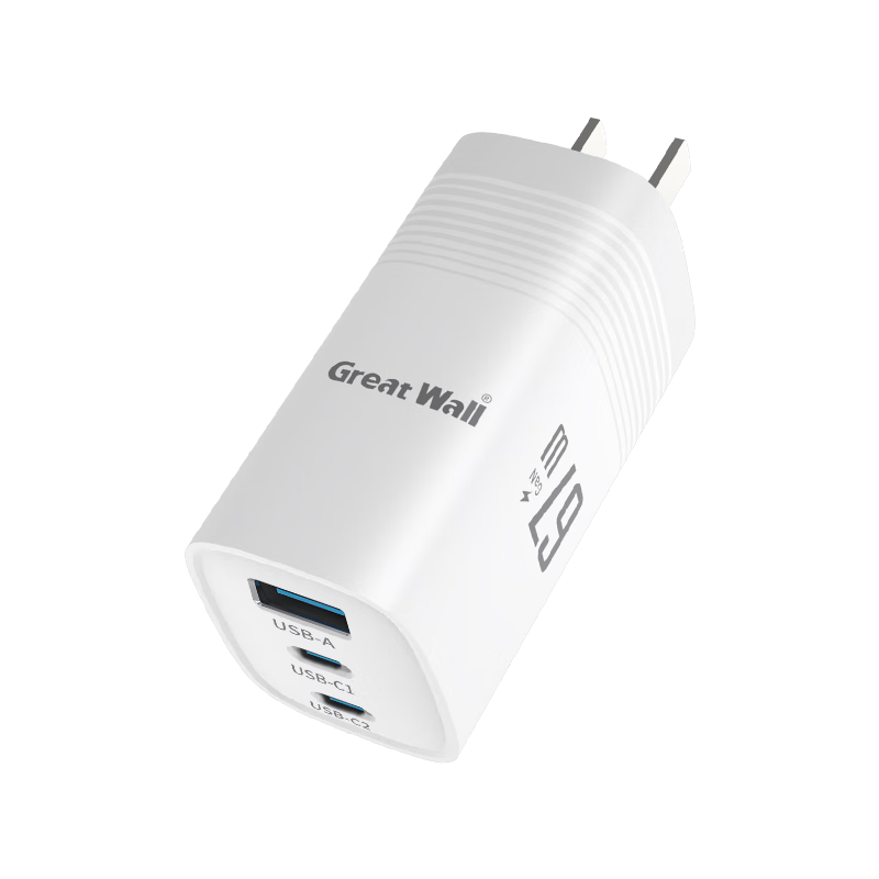Great Wall PD67W GaN Three-Port Fast Charger, Compatible with Apple Series And Type-C Ports on Huawei And Xiaomi Phones, Suitable for Apple 16/15